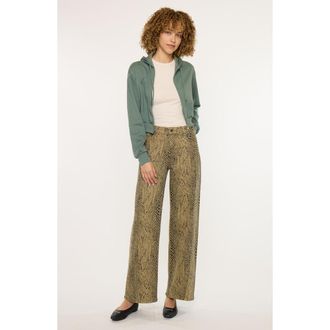 Kancan Juno Low Slung Baggy Wide Leg Pants in Python Print at Nordstrom, Size 26