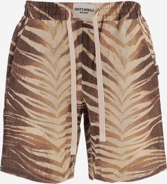 Just Cavalli bedrukte katoenen en linnen shorts