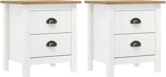 vidaXL Vidaxl - Mesita Noche Hill 2uds Madera Maciza Pino Blanco 46x35x49,5 Cm