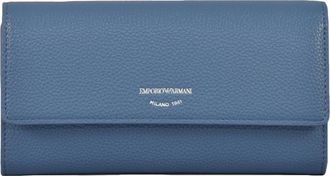 Emporio Armani Leren portemonnee met stijl - Dames - Portefeuilles - Blauw - ONE Size - Leer - Accessoires