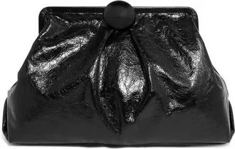 Aim&eacute;e Extra Large Full Circle Frame Clutch in Black Crinkle at Nordstrom