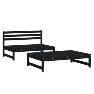 Berkfield Home 2 Piece Garden Lounge Set Black Solid Wood Pine