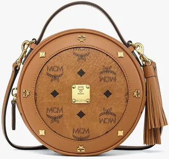 MCM Small Pina Tambourine Bag in Visetos in Cognac at Nordstrom