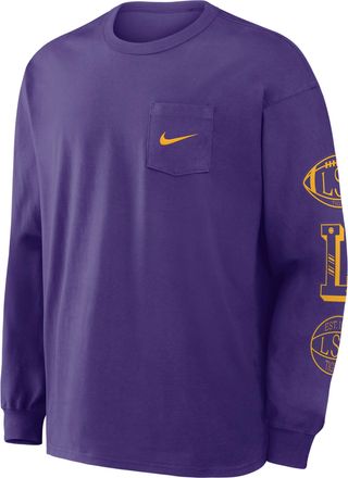 Nike LSU Academic Max90 Pocket Nike Mens College Long-Sleeve T-Shirt in Purple | 04TA51LLSN-U1K