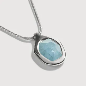 Monica Vinader Sterling Silver Odyssey Gemstone Chain Necklace Aquamarine