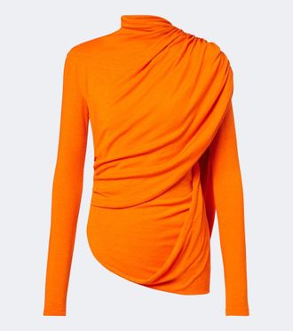 MUGLER Top a mantella in misto lana