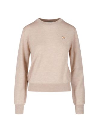Maison Kitsun&eacute; Beige Baby Fox Merino Wool Sweater