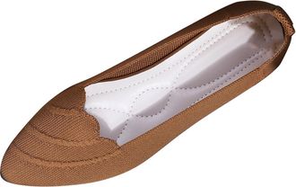 Generic Slip On Shoes Women Knit Casual Pumps Pointed Toe Classic Breathable Lightweight Comfortable Ballet Flats Suitable for Work Office Business Brown