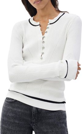 Rag & Bone Kassy Rib Henley in Ivory at Nordstrom, Size Xx-Small