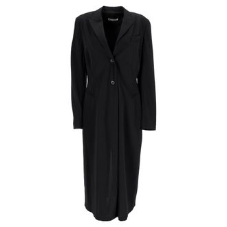 Jil Sander Jil Sander single-breasted midi-jas van zwarte wol