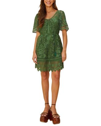 Farm Rio Pineapple Guipure Green Mini Dress