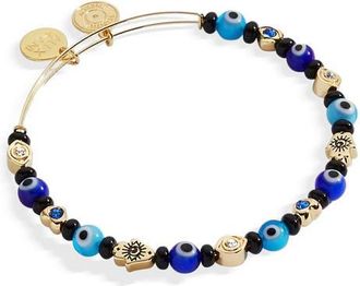 Alex and Ani Evil Eye Beaded Bangle Bracelet in Gold Blue at Nordstrom