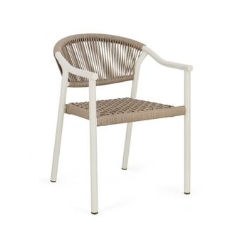 Konte Design Juego de 4 sillas con reposabrazos en color arena y beige