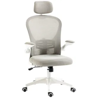 Vinsetto Vinsetto - Silla De Malla Silla De Oficina Con Respaldo Alto Reposacabezas Ajustable Soporte Lumbar 4d Brazo Abatible Altura Ajustable 62x64x112-120 C