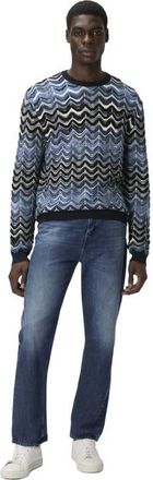 Missoni Crew Neck Sweater With Geometric Zigzag Pattern in Blue at Nordstrom, Size 54 It