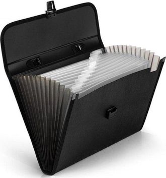 OEM Carpeta De Proyecto A4, Carpeta Plegable Con Pesta&ntilde;as, 13 Compartimentos, Carpeta Acorde&oacute;n Con Tapa, Carpeta Tipo Abanico, Port&aacute;til, Negra