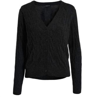 Minnie Rose Womens Cable Knit Cardigan In Black