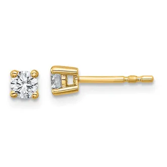 Diamond2Deal 14k Gold 1/3 ct Round Lab Grown Diamond Stud Earrings VS Clarity, D-E Color