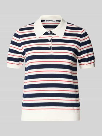 Review Regular Fit Polo-Strickshirt mit Streifenmuster in Dunkelblau, Gr&ouml;&szlig;e XL