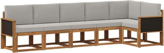 vidaXL Conjunto De Sof&aacute;s De Exterior 6 Uds. Natural Y Gris Claro Vidaxl