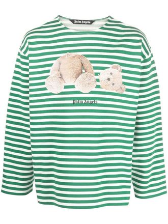 Palm Angels T-shirt met logoprint - Groen