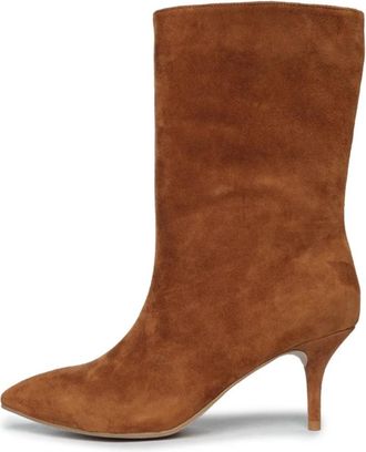 Cesare Gaspari Elegante Su&egrave;de Laarzen - Dames - Laarzen met Hak - Bruin - 35 EU - Su&egrave;de - Schoenen