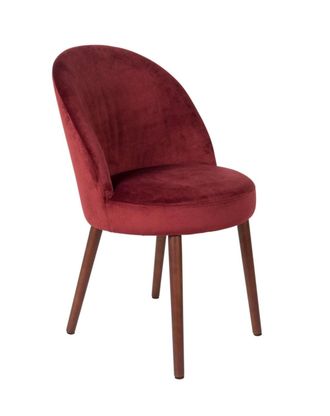 Dutchbone Silla de comedor de terciopelo rojo
