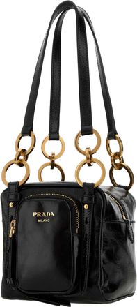 Prada Womens Black Mini Prada Dangle Handbag Nero Vitello Borse A Mano Bag