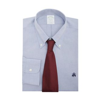 Brooks Brothers Slim Fit Non-Iron Button Down Dress Shirt - Heren - Overhemden - Blauw - Maat: 3XL Katoen