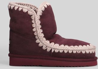 Mou Eskimo 18 Low Heels Ankle Boots In Bordeaux Suede