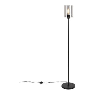 QAZQA Design Floor Lamp Black with Smoke Glass - Dome