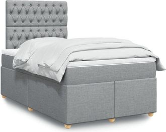 vidaXL Vidaxl - Cama Box Spring Con Colch&oacute;n Tela Gris Claro 120x190 Cm