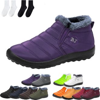 Generic Womens Waterproof Orthopedic Warm Boots, Anti-Slip Fur Lined Slip On Shoes for Women Men (Purple,12.5)