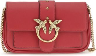 Pinko Womens Shoulder Bag Love One Calf Leather Red Rio Rio-Antique Gold Rio/antique