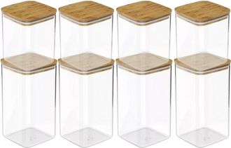 Ou Clear Airtight Stackable Food Storage Container Set with Wood Lids at Nordstrom