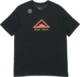 Nike Dri-FIT Trail Logo Printed Sports TEE Men Black CT3858-010