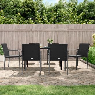 vidaXL Juego Comedor Jard&iacute;n 7 Piezas Y Cojines Rat&aacute;n Sint&eacute;tico Y Acero Vidaxl