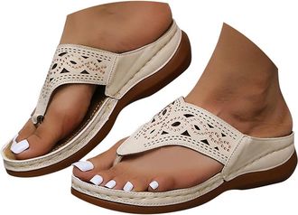 Generic Sandals for Women Womens Sandals & Slides Orthopedic Arch Support Flip Flops Toe Post Slides for Women UK Wide Fit Summer Shoe Non-Slip Beach Shoes To