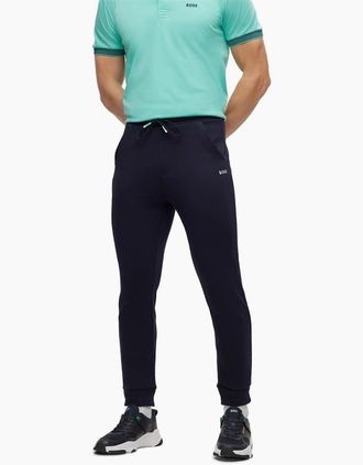 HUGO BOSS Mens Hadiko Solid Patterned Slim Joggers - Blue - Size: 33/32/32/38/Regular