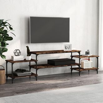 vidaXL Vidaxl - Mueble Para Tv Madera Contrachapada Roble Ahumado 197x35x52 Cm