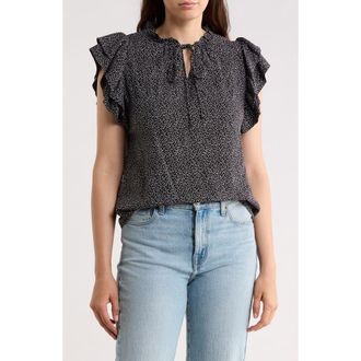 Renee C Ruffle Sleeve Top in Black at Nordstrom Rack, Size X-Large