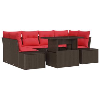 vidaXL Juego De Sof&aacute; 7 Uds. 6-n&uacute;mero De Plazas Marr&oacute;n Y Rojo Vidaxl