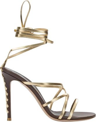 Gianvito Rossi Sandaal met bandjes en veterdetails - Dames - Sandalen met hakken - Geel - 40 EU - Leer - Schoenen