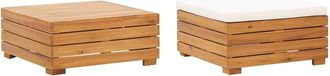 vidaXL Set De Mesa Y Reposapi&eacute;s De Jard&iacute;n Coj&iacute;n Madera Maciza Acacia Vidaxl
