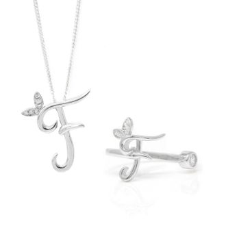 Say It With Winged Initial Ring Gift Set - Silver - F | Size: 18 inches