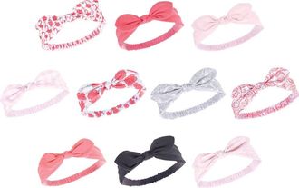 Hudson Baby 10Pk Knotted Jersey Headbands in Flamingo Pink Bandana at Nordstrom