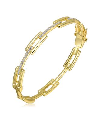 Rachel Glauber 14K Plated CZ Rectangular Bracelet