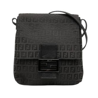 Fendi Pre-owned Canvas Crossbody Bag - Dames - Pre-owned - Zwart - Maat: ONE Size Leer
