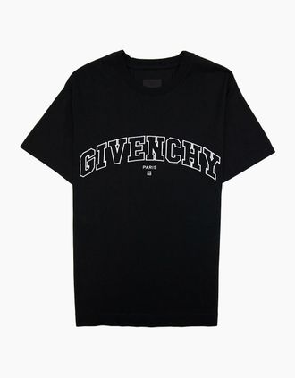 Givenchy Mens Givenchy T-shirt In Givenchy College Embroidered Jersey Black - Size: 34