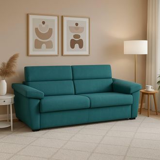 Dmora Sof&aacute; Fijo 3 Plazas Giffone, Desenfundable, Lavable, Made In Italy, Brazos, 225x95 Cm Azul